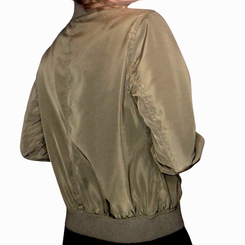 Vtg Y2K Charlotte Russe Satin Bomber Jacket Sz M Olive Green Street Grunge Rock - Picture 3 of 9